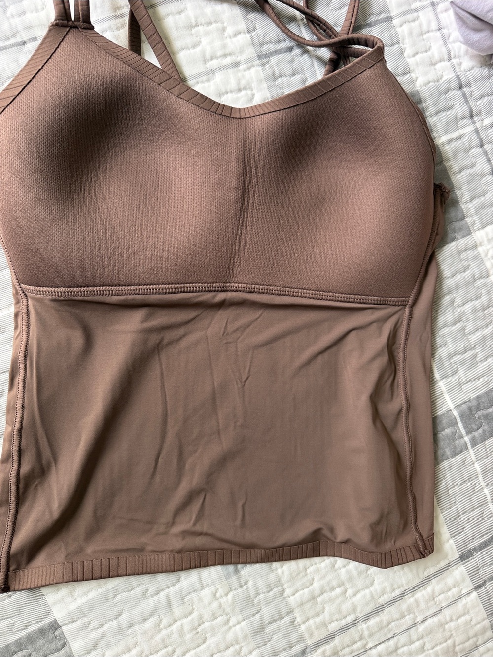 Women's Ribbed Strappy Tank Top - Brown - Picture 5 of 7